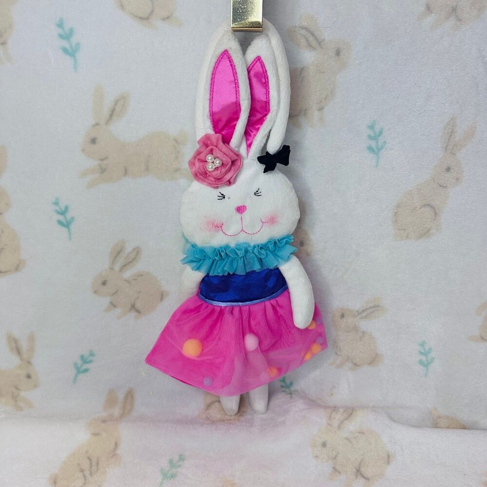 Country Line Bunny Rabbit Plush Zip Purse Easter White Pink Purple